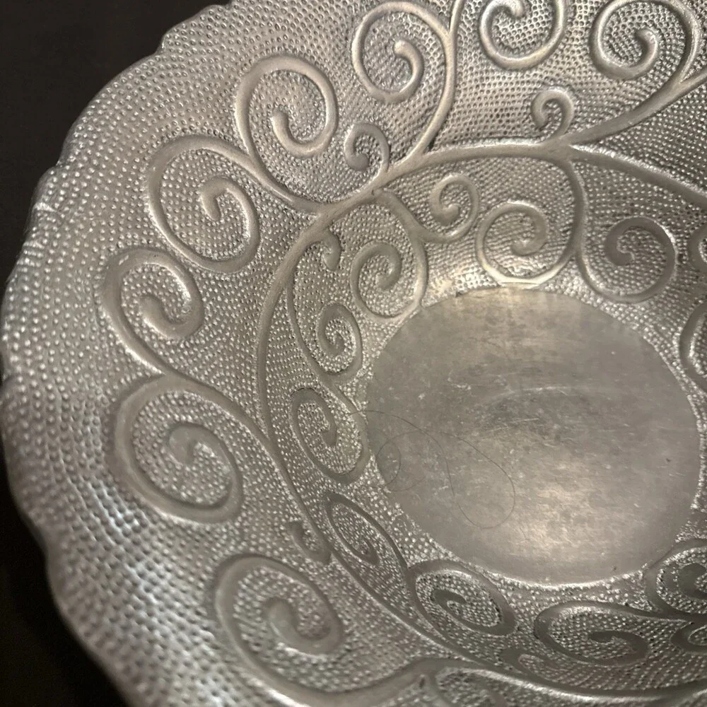 Hand Hammered METAL SERVING BOWL SWIRLING DESIGN INDIA CATERING LARGE  12
